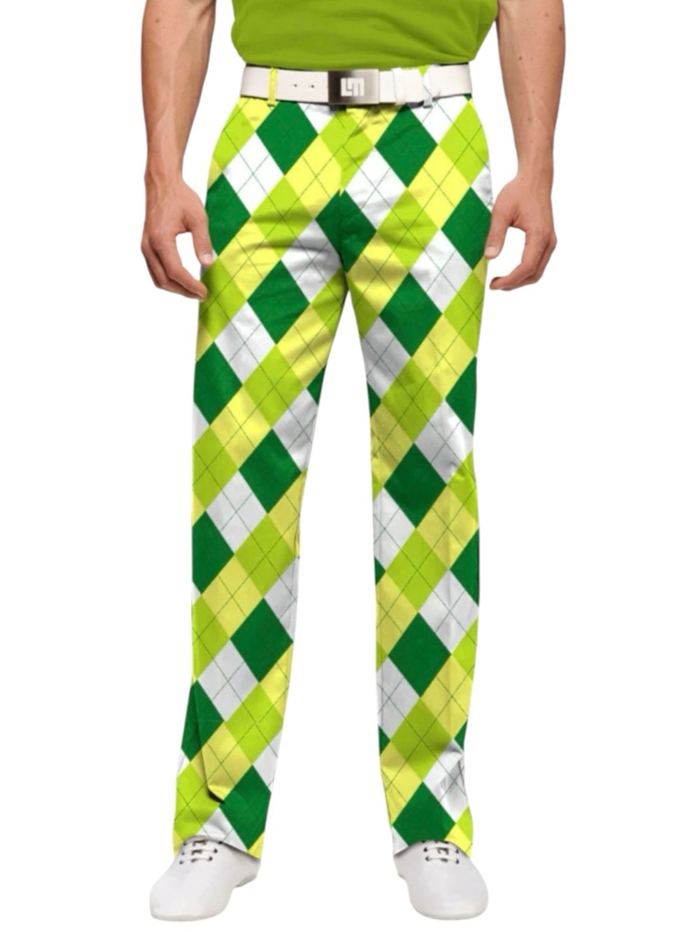 Loudmouth Golf Pants A-Tisket-A-Tasket Green & Yellow Print Mens Size 32L
